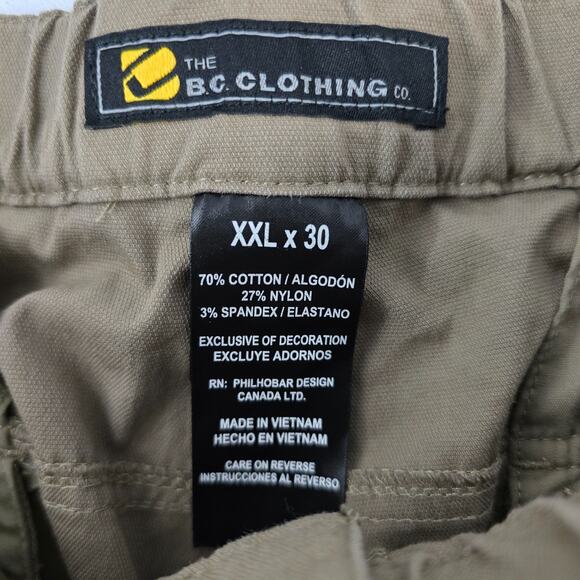 BC Clothing Men's Convertible‎ Cargo Pants Hiking Khaki Zip-Off Belted XXL x 30 - Picture 8 of 10